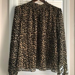 J Crew Leopard Print Blouse Size XL